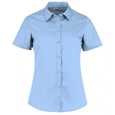 Image of Kustom Kit Womens/Ladies Short Sleeve Poplin Shirt (28) (Light Blue)