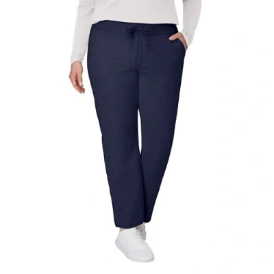 Image of Hanes Women&#039;s Pants, Lightweight Pants for Women, Open Botton Sweats, French Terry, 31&quot;, Navy, M