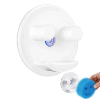 Image of GROVL Funny Smiley Face Sponge Holder 1 Pcs, Scrub for Mom and Dad, Kitchen Bathroom Sink with Suction Cup Installation, Not Included