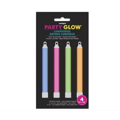 Image of Assorted Vibrant Color Glow Light Sticks (10cm) Pack of 4 Perfect for Parties, Camping, and Halloween