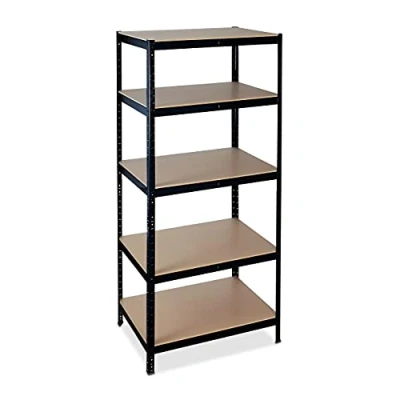 Image of Heavy Duty Shelf, HxWxD: 200x90x60 cm, Max. Load: 1325 kg, 5 Shelves, Plug In, Cellar &amp; Garage, Steel, Black Relaxdays