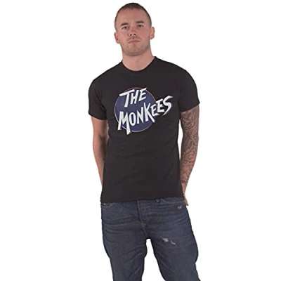 Image of The Monkees T Shirt Retro Dot Band Logo Official Mens Black M