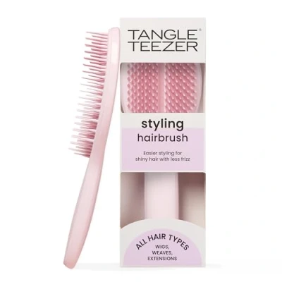 Image of Tangle Teezer The Ultimate Styler Hairbrush Maintains &amp; Blends Wigs, Weaves, Extensions Clip Ins Finishing Brush for Adding Volume, Texture, Shine Brushing Out Curls Millennial Pink