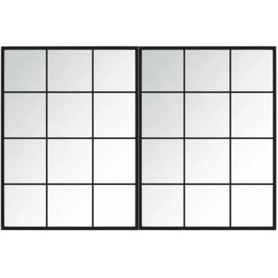 Image of vidaXL Wall Mirrors 2 pcs Black 80x60 cm Metal