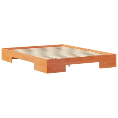 Image of Floor Bed Frame with Storage Brown 140 x 200 cm Solid pine wood Vidaxl