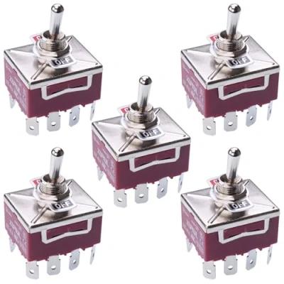 Image of On Off Latching Toggle Switch 250V 15A 4PST Electronics DIY Auto Automotive (Pack of 5)