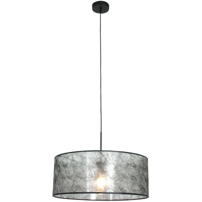 Image of Sparkled Light Cylindrical Pendant Ceiling Matt Black, Grey Shade