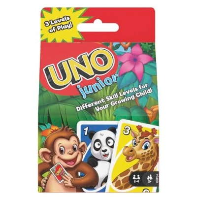 Image of UNO Junior Card Game with 45 Cards, Gift for Kids 3 Years Old &amp; Up, GKF04