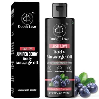 Image of Organic Berry Edible Body Massage Oil Revitalising, Detoxifying &amp; No Stain Non Sticky Aromatherapy with Lime Juniper Essential