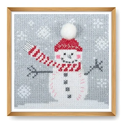 Image of Trimits Mini Counted Cross Stitch Kits, 13 x 13cm (5 5in), Snowman