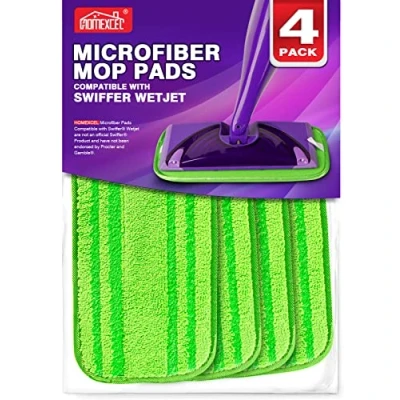 Image of HOMEXCEL Microfibre Mop Pads Compatible with Flash Powermop, 4 Pack Reusable Machine Washable Floor Pad Refills, Head Replacements for Wet Dry Cleaning Hardwood Laminate