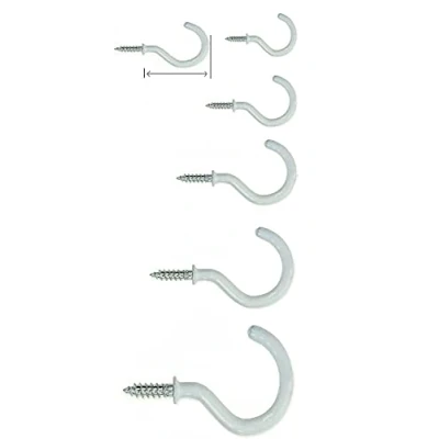 Image of SISI UK® 20pcs White Plastic Coated Shouldered Mug Cup Peg Screw in Hooks (19mm)