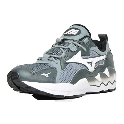Image of Mizuno Sport Style Wave Rider 1 Grey Lace Up Mens Running Trainers D1GA192705
