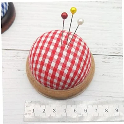 Image of Ruluti Pin Cushion Wooden Base Sewing Needle Pincushions Organizer Holder for Craft Accessories Quilting Supplies