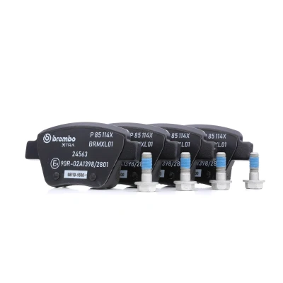 Image of 5K0698451D, 8P0098601P brake pad set BREMBO P 85 114X excl. wear warning contact with caliper screws without accessories