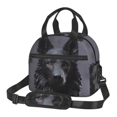 Image of Lunch Bag Insulated Box for Women Men Reusable Cooler black german shepherd Tote Work Picnic