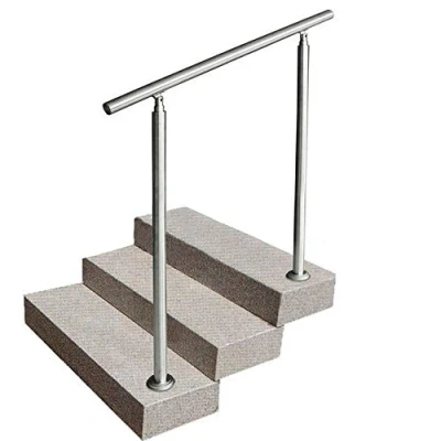 Image of Handrail Railing Stairs 304 Stainless Steel Stair Handrail, Outdoor &amp; Indoor 110x106.5 cm Interior Exterior for 3 Steps, and Platforms