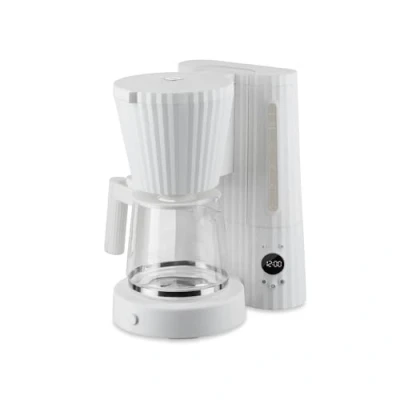 Image of Alessi Plissé MDL14 W/UK Design Drip Coffee Maker, with Automatic Start Function, in Thermoplastic Resin, British Plug 1100 W, 150 cl, White