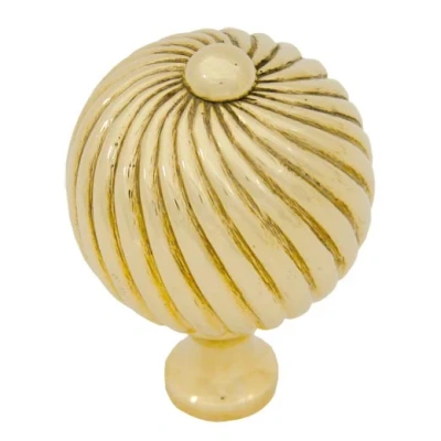 Image of From the Anvil Polished Brass Spiral Cabinet Knob Small
