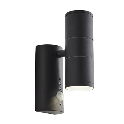 Image of Islay PIR 2 Light Outdoor Up Down Wall Lamp Anthracite IP44