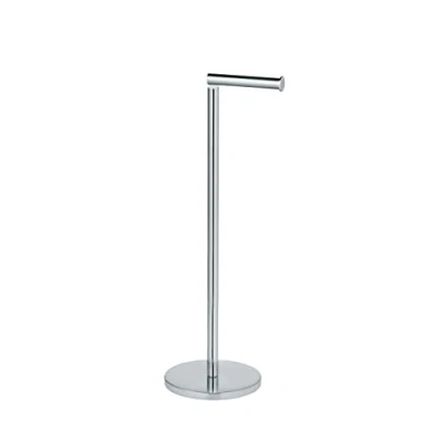 Image of Wenko 19637100 Freestanding Toilet roll Holder 2 in 1, Metal Stainless Steel, 25.5 x 54 18 cm, Shiny