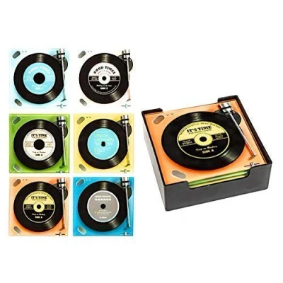 Image of Shudehill Giftware Record Coasters Square Set of 6
