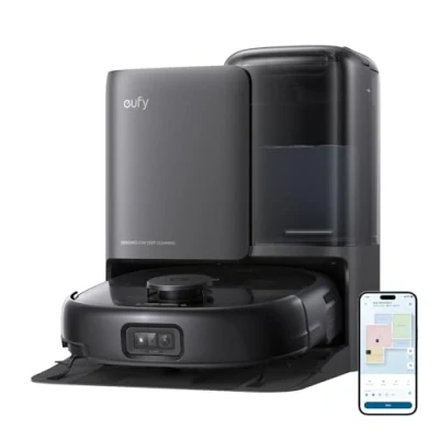 Image of eufy E25 Omni Robot Vacuum Cleaner with Mop, HydroJet System, 20,000 Pa Turbo Powerful Suction, Zero Tangling, Corner to Edge Deep Cleaning and Mop Lifting, Auto All In One Station