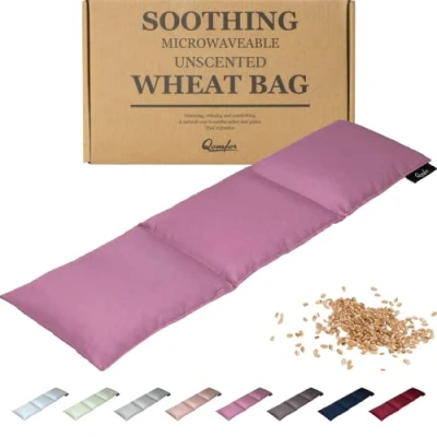 Image of Qomfor Wheat Bag Microwavable Unscented Large Soothing Heat Pack Filled Heated Neck Warmer for Pain Relief, and Shoulders &amp; Period Relief (Purple)