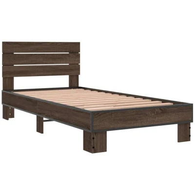 Image of vidaXL Bed Frame without Mattress Brown Oak 75x190 cm Small Single