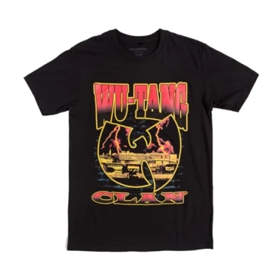 Image of Rock Off Wu Tang Clan Lightning Infill Black T Shirt