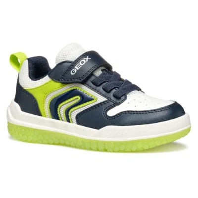 Image of Geox Light UP Buzzerlight BOY Trainers for kids, Size: 9K, Navy/lime Imitation leather/ textile