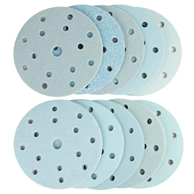 Image of 100PCS 150mm Sanding Discs, 6 Inch 15 Holes Discs,10Pcs Each of 40/60/ 80/120/ 180/240/ 320/400/ 600/800 Assorted Grits Hook and Loop disc for Random Orbital Sander