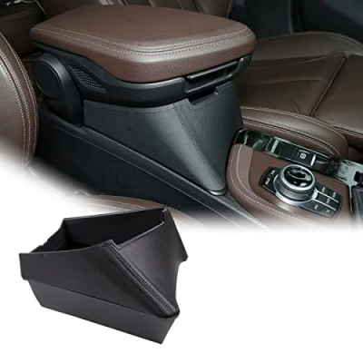 Image of YIWANG Car Center Armrest Storage Box Container Tray For X1 F48 2016 2019, X2 F47 2018 2019 Left Hand Drive (Black)