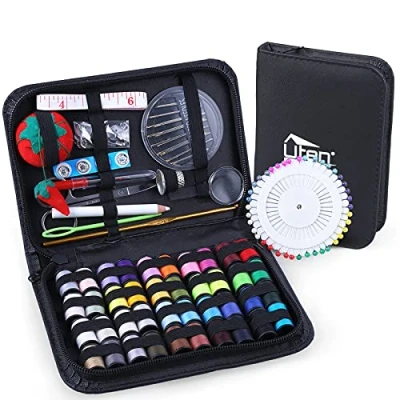 Image of Sewing Kit DIY Supplies Organizer Filled with Scissors Thimble Thread Needles Tape Measure for Beginner, Traveler and Emergency Clothing Fixes