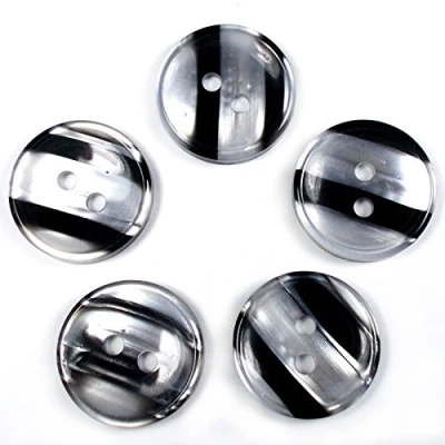 Image of Marble Stripe Humbug Candy Look Round Buttons Pack of 5 (15mm, Black)