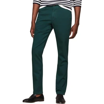 Image of Tommy Hilfiger Men Trousers Bleecker Slim Fit Chino, Green (Hunter), 28W/28L