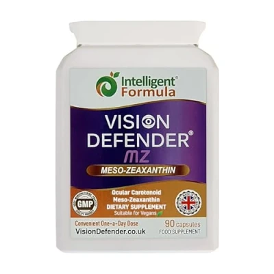 Image of Meso Zeaxanthin Supplement VISION DEFENDER MZ High Strength Eye Vitamins Nutrients &amp; Antioxidant Carotenoid for Ocular Health, Care Eyesight Support Vegan (90 capsules/One A Day) Made in UK