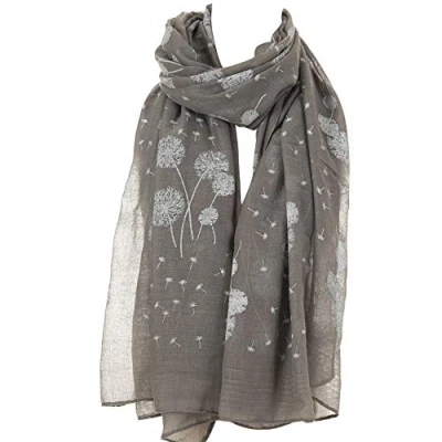 Image of Dandelion Celebrity Designer Scarf Women Shawl Wrap By London Scarfs (silver)