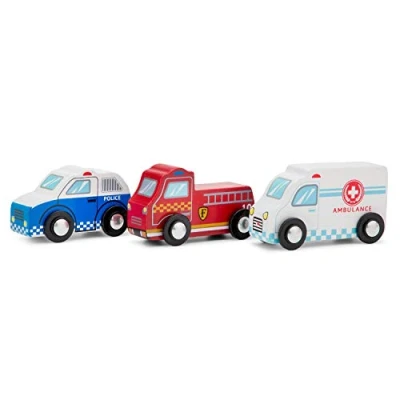 Image of New Classic Toys 11933 3 Wooden Vehicles Set for Toddlers First One Year Old, Children Age 18 Months, Multi Color, Cars