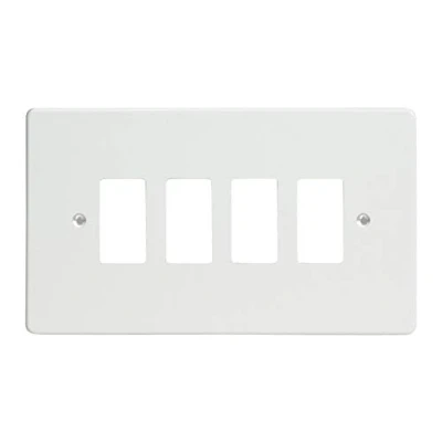 Image of Varilight Power Grid Plates (1 12 Gang) White 4 Gang