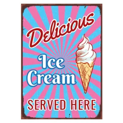 Image of PARTYRAMA.CO.UK Delicious Ice Cream PVC Party Sign Decoration 25cm x 36cm