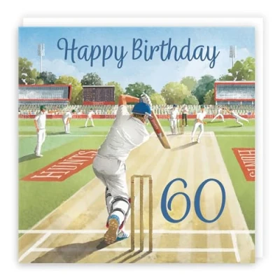 Image of Hunts England Cricket Fun 60th Birthday Card Milo&#039;s Gallery Age 60 Sport For Year Old Fan Sixty