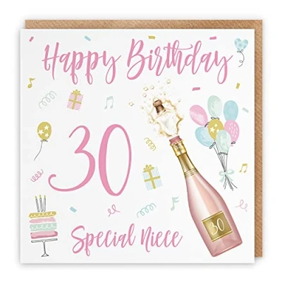 Image of Hunts England Large Niece 30th Birthday Card Happy 30 Champagne Collection 210 x mm Fun Pretty Age