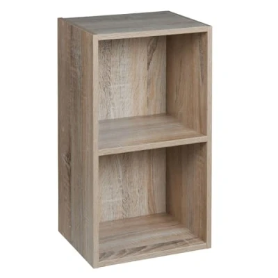 Image of URBNLIVING Tier Wooden Bookcase Shelving Display Storage Shelf Unit Wood Shelves (Antique Oak, 2 Shelf)