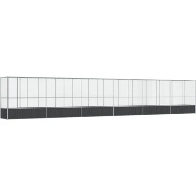 Image of vidaXL Large Aviary Extension Galvanised Steel, Secure Lockable Door, 1250.5x107x212 cm