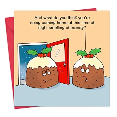 Image of Twizler Funny Christmas Card Puddings Merry Xmas Mens Him Husband Dad Grandad Womens Her Wife Mum Grandma Partner