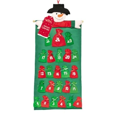 Image of Widdle Gifts Christmas Advent Calendar Snowman Design 24 Fabric Pockets Add your own Treats 9987