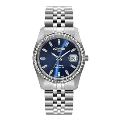 Image of Roamer Positano 853858 Women&#039;s Analogue Quartz Watch, Silver/Silver/Blue 41 49 20, Bracelet