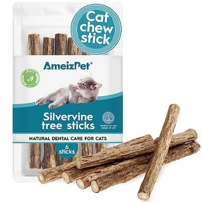 Image of AmeizPet Catnip Sticks For Cats, Cat Dental Chew Natural Matatabi Care, Silvervine Teeth Cleaning 6 Pcs