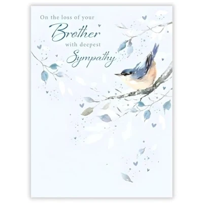 Image of Sympathy Card Deepest on the Loss of Your Brother Watercolour Bird Design Made in UK Eco Friendly